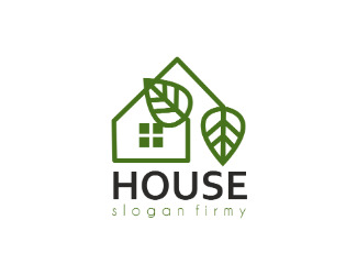 Projekt graficzny logo dla firmy online dom z liści